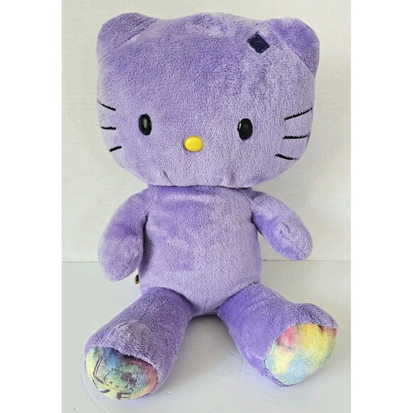 Build A Bear Hello Kitty Plush Cat LOVE Purple Tie Dye No Bow 19" Sanrio BABW 12